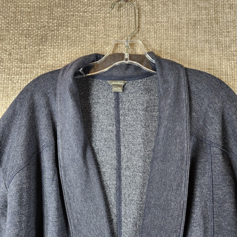 Eddie Bauer Camp Fleece Wrap Cardigan Womens 2XL Blue Open Front Sweatshirt Soft - Picture 2 of 12